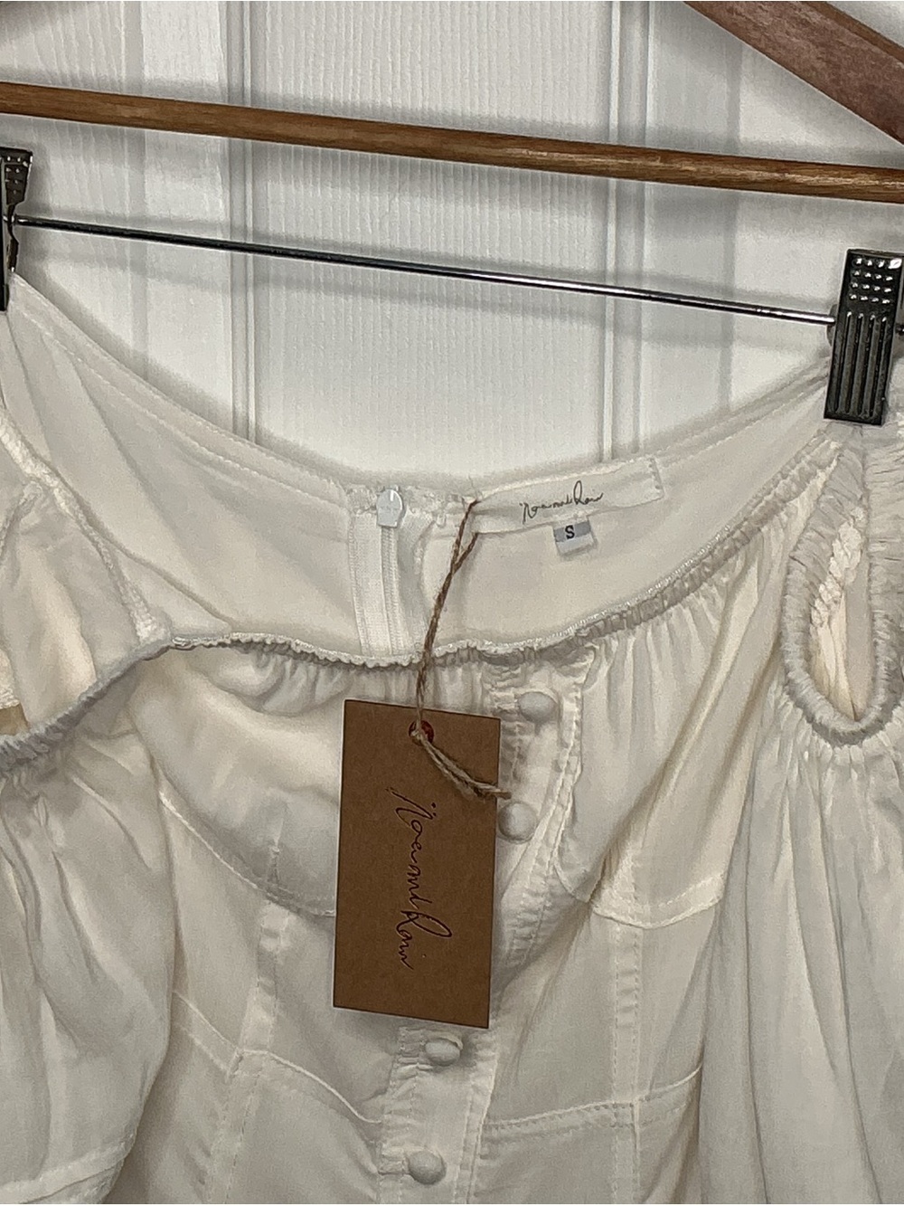 Norma Kamali White Midi Button-Front Puff Sleeve Dress - Picture 8 of 8
